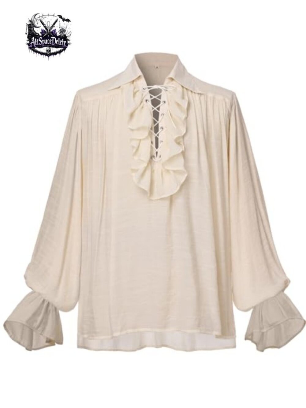 Men's Pirate Renaissance Shirt Lace-Up Ruffled Medieval Costume Top